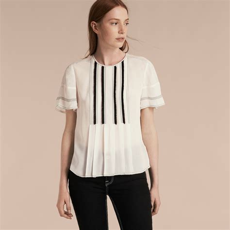 burberry silk blouse|burberry blouse on sale.